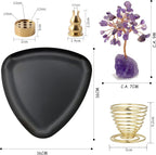 5-in-1 Räucherstäbchenbrenner für Meditation, Verdicktes Blech aus rostfreiem Stahl 16cm Durchmesser Groß Aschenbecher, Amethyst Lebensbaum, für Räucherstäbchen Räucherkegel Spulenweihrauch